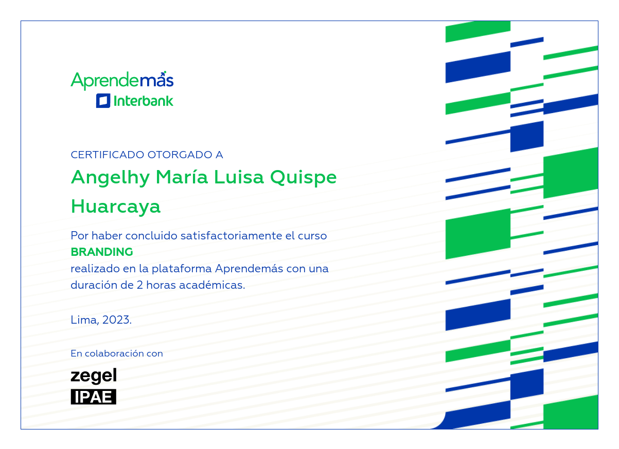Certificado del curso Branding