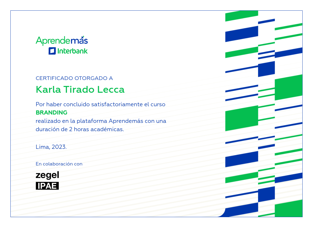 Certificado del curso Branding