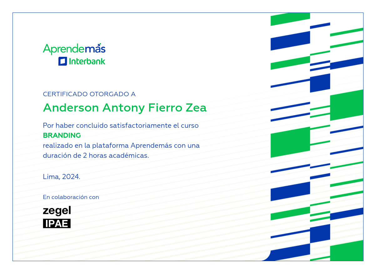 Certificado del curso Branding
