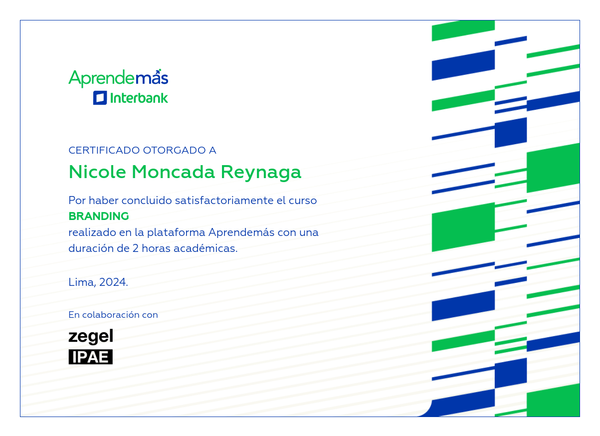 Certificado del curso Branding