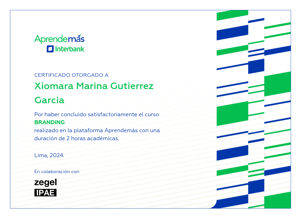 Certificado del curso Branding